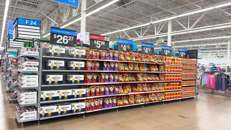 Stacked shelves at Walmart