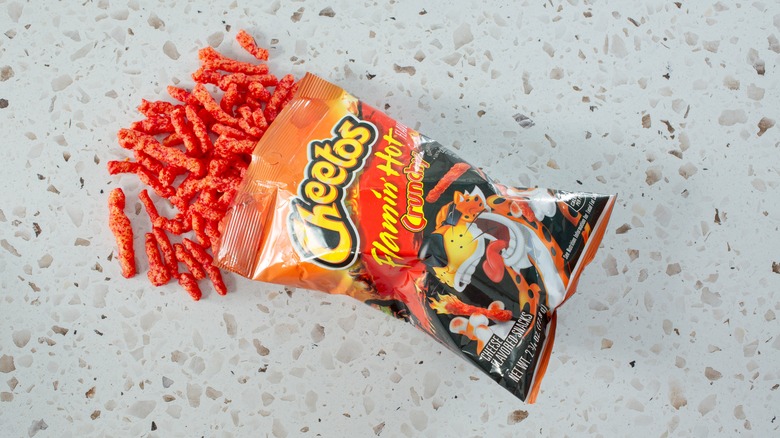 open bag of hot Cheetos