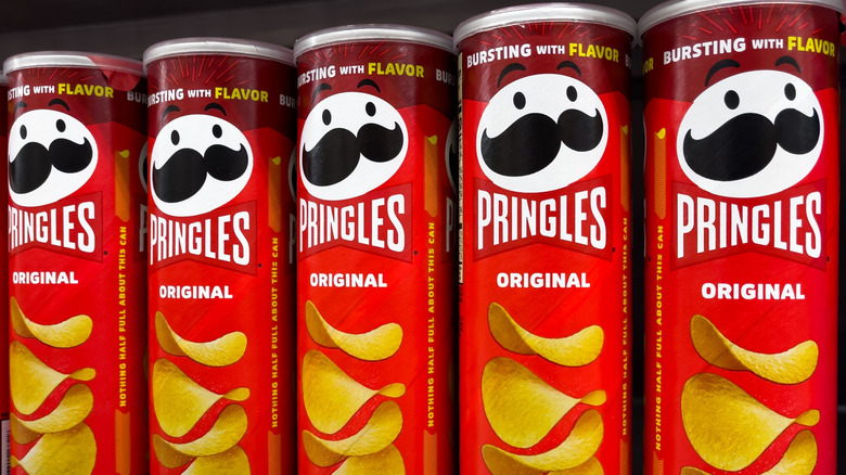 Pringles cans on store shelf