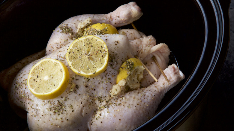 Chicken with lemons in slow cooker