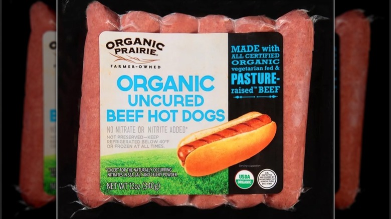 Organic Prairie hot dog package