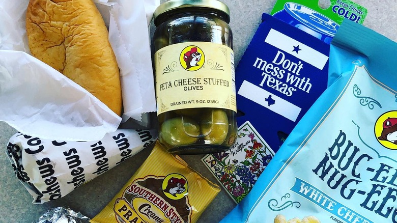 A pile of snacks from Buc-ee's