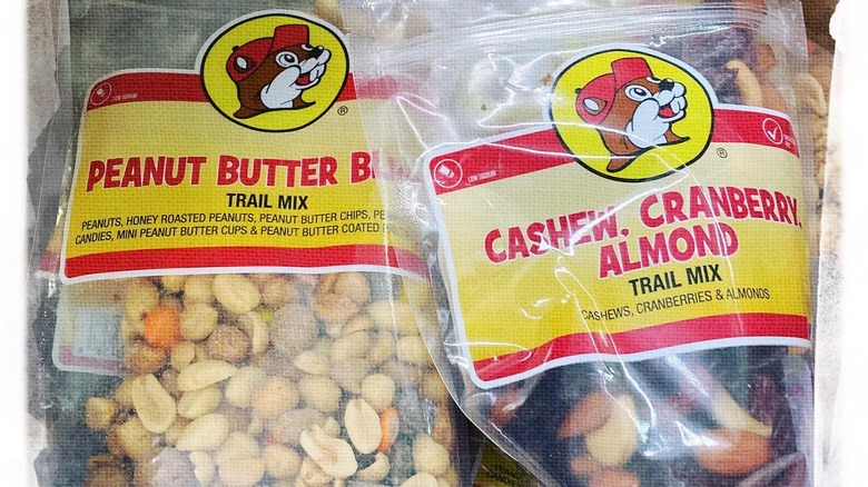 Bags of Buc-ee's trail mix