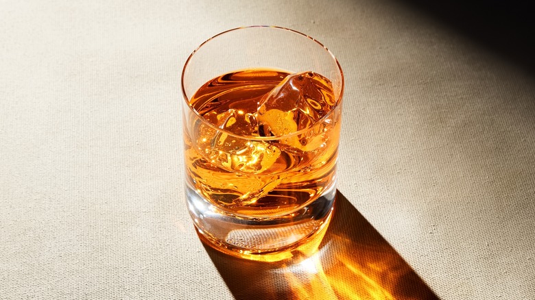 A glass of bourbon