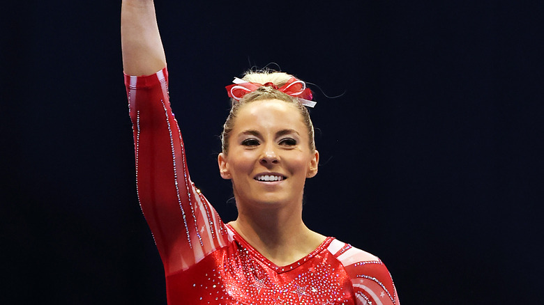 MyKayla Skinner waving at an event