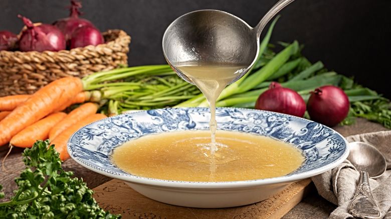 Chicken broth and vegetables