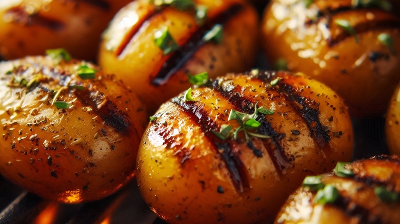 Closeup of grilled potatoes