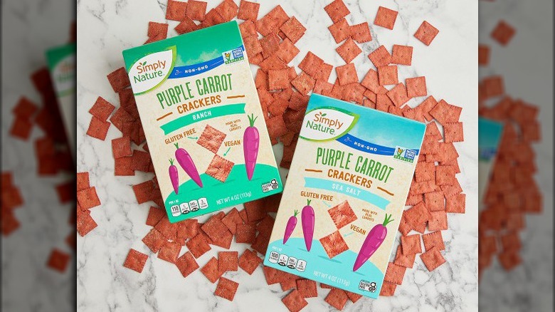 Simply Nature Purple Carrot Crackers, sea salt and ranch flavors