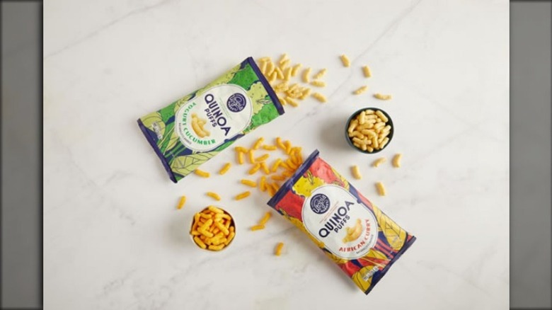 Aldi's new quinoa snack on a white table