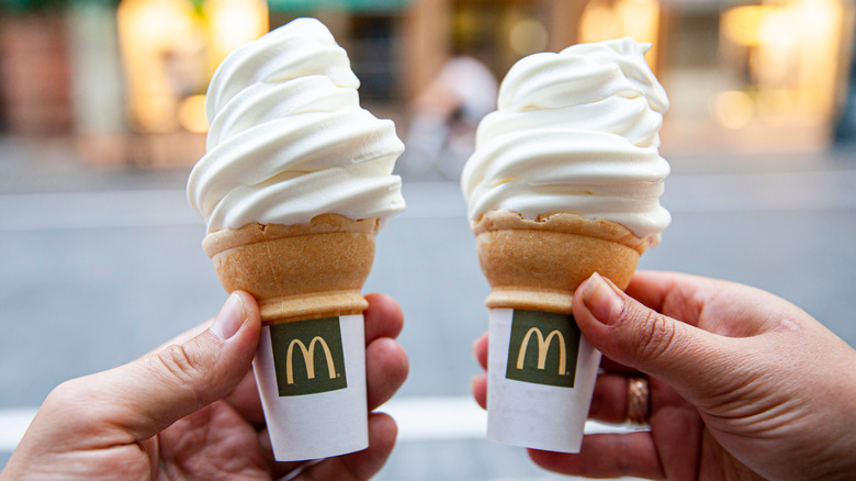 two mcdonald's soft serve cones