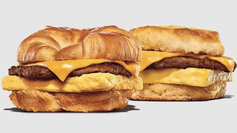 two burger king breakfast sandwiches