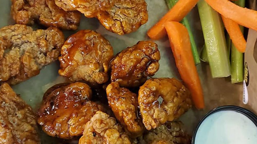 Buffalo Wild Wings mango habanero wings at a chain restaurant