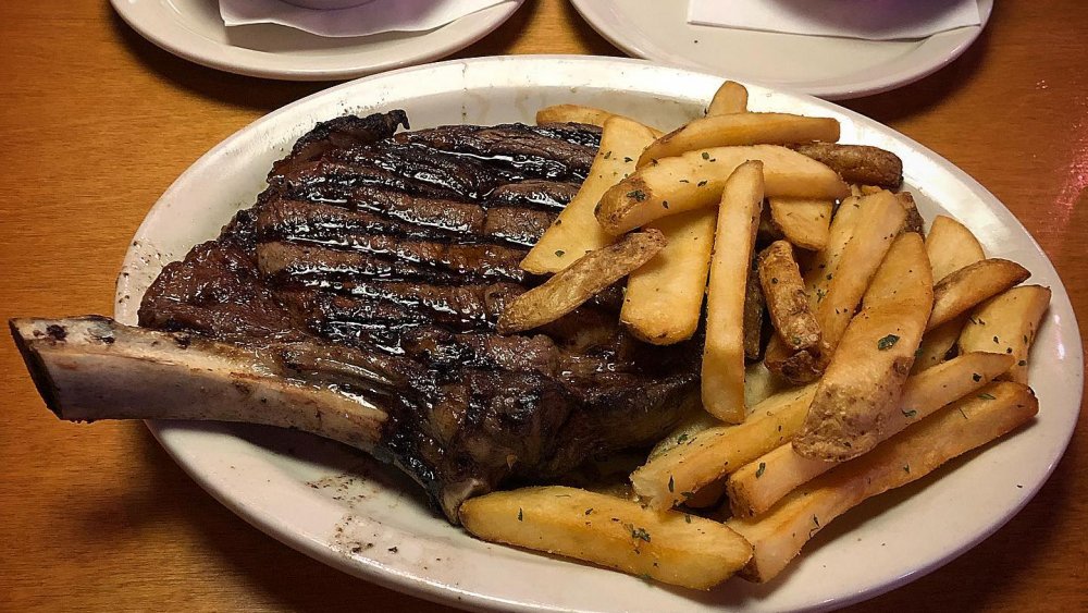 Texas Roadhouse bone-in ribeye at a chain restaurant