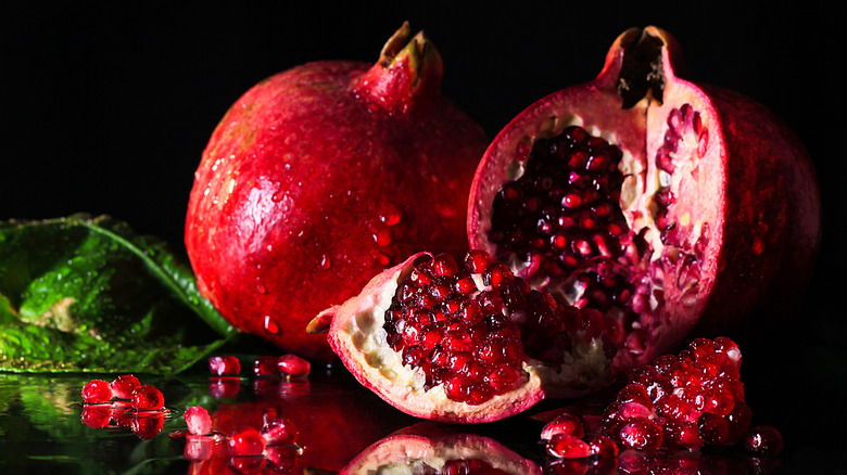 Pomegranates on a black background