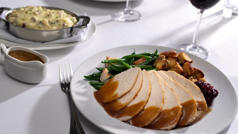 A Thanksgiving meal table setting at the Capital Grille