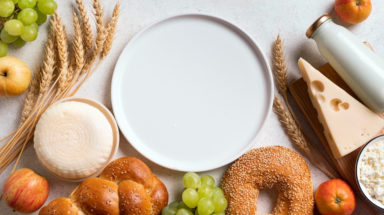 a selection of foods on counter