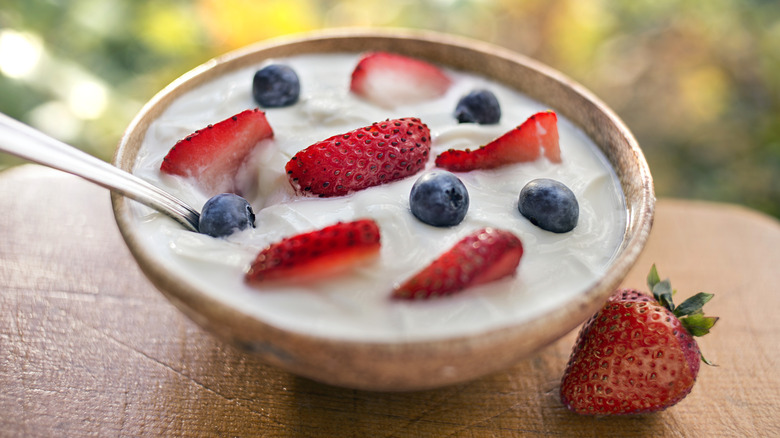 bowl of yogurt with fruit