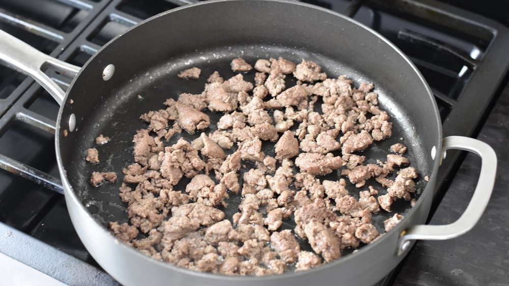 Turkey Italian sausage in a skillet