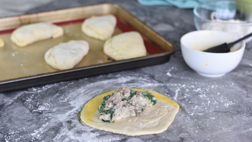 Calzones and filling in a bowl