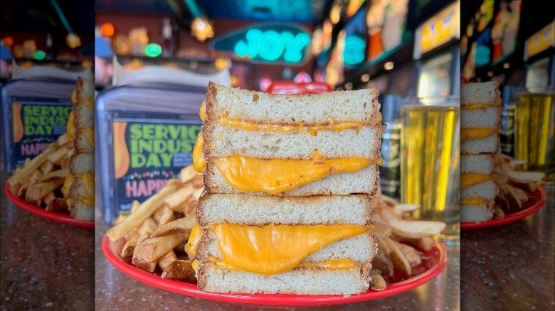 grilled cheese sandwich with fries