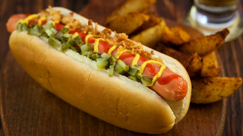 Closeup shot of hotdog