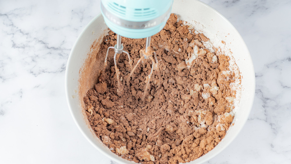 mixing cookie dough for ice cream sandwiches