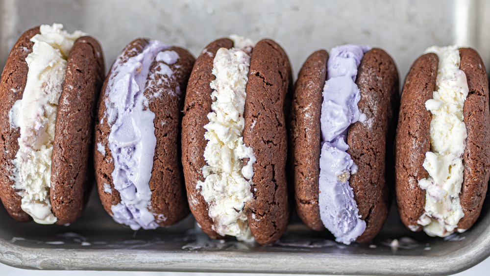 Ice cream sandwiches lined up
