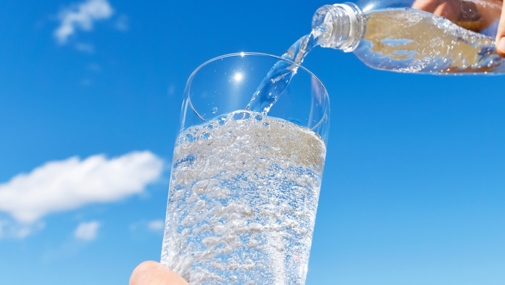 A glass of carbonated mineral water