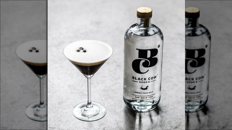 Black Cow Vodka bottle and cocktail