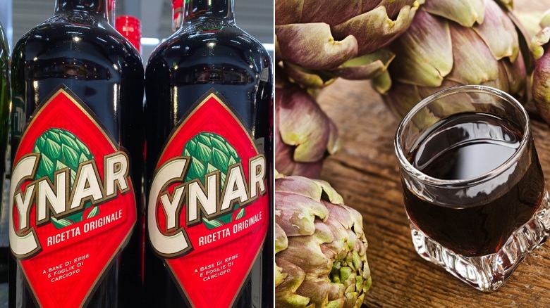 Cynar bottles; Cynar with artichokes