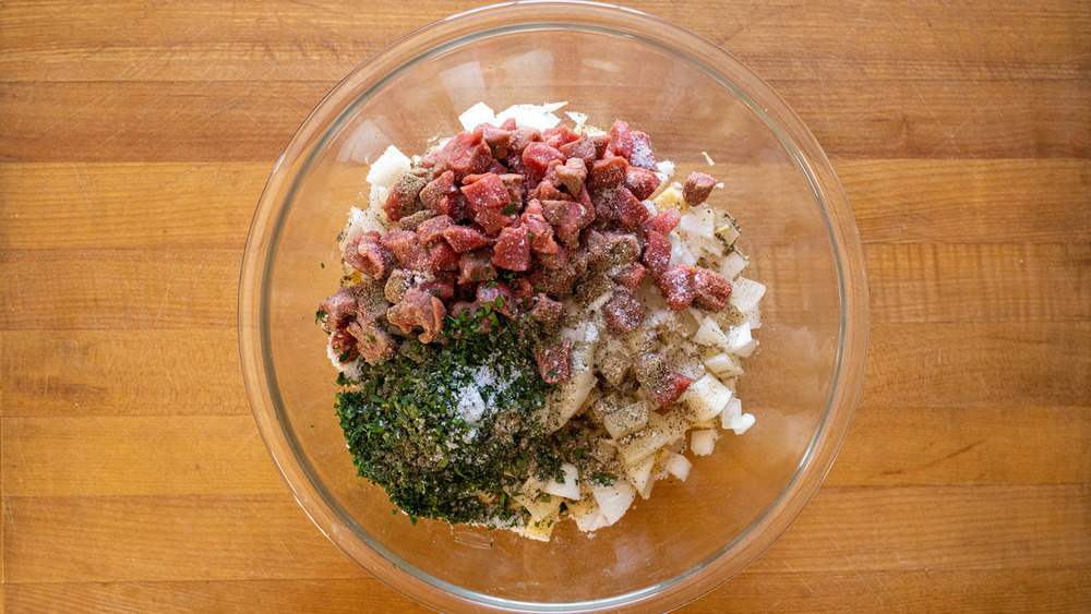 Ingredients for pasties in bowl