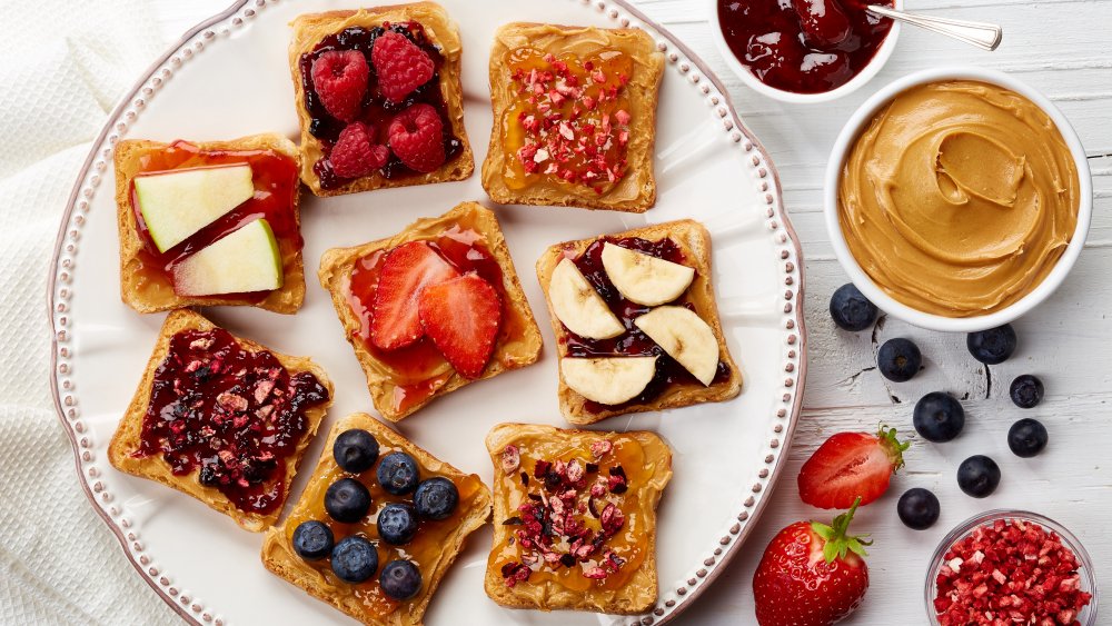 peanut butter and jelly topped with fresh fruit