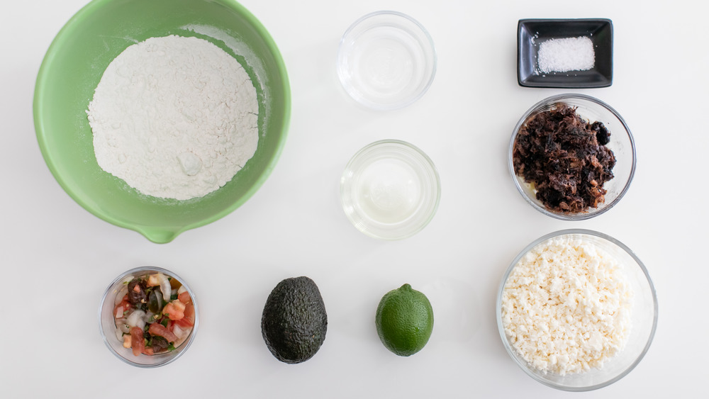 ingredients for quesadillas with homemade flour tortillas