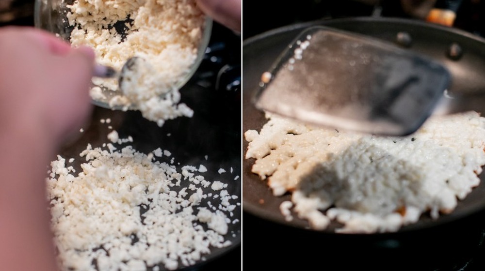 melting cheese for quesadillas with homemade flour tortillas