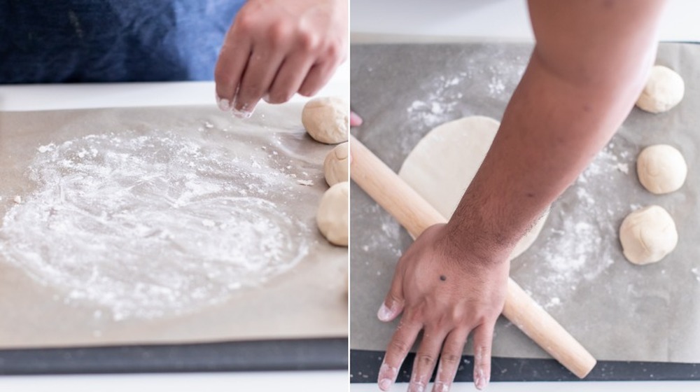 roll out tortilla dough