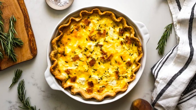 Roasted butternut squash and goat cheese quiche