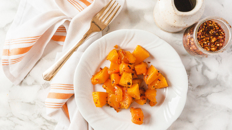 Plate of roasted butternut squash