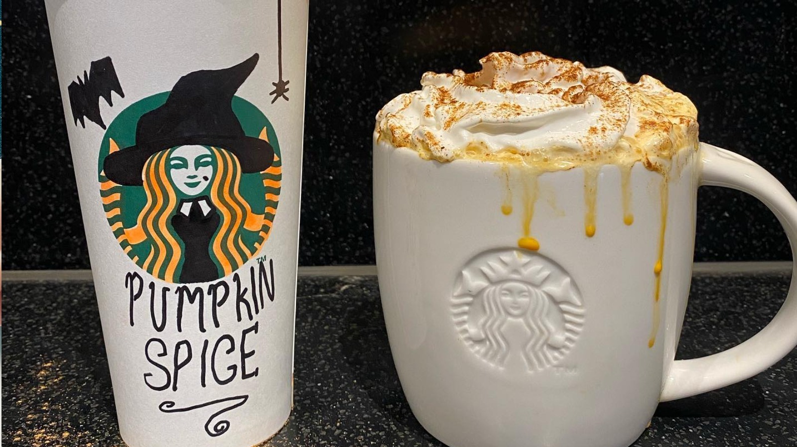 Starbucks White Halloween Seasonal Decor