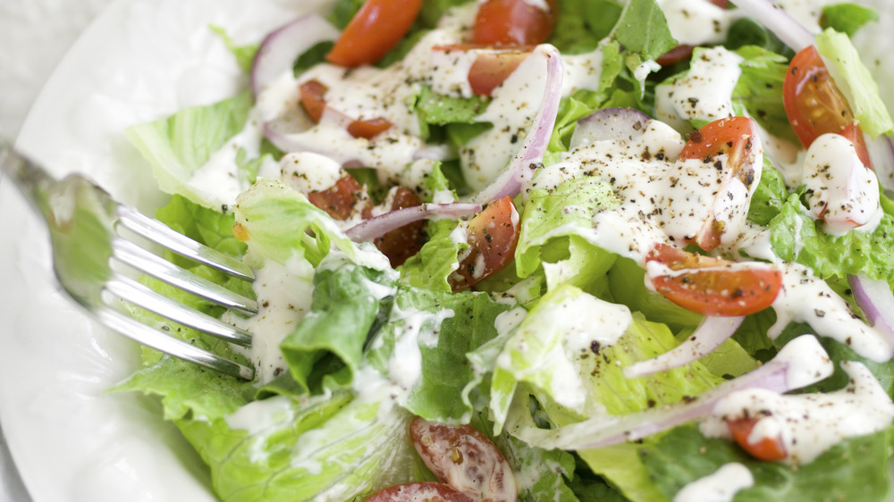 Salad with ranch dressing