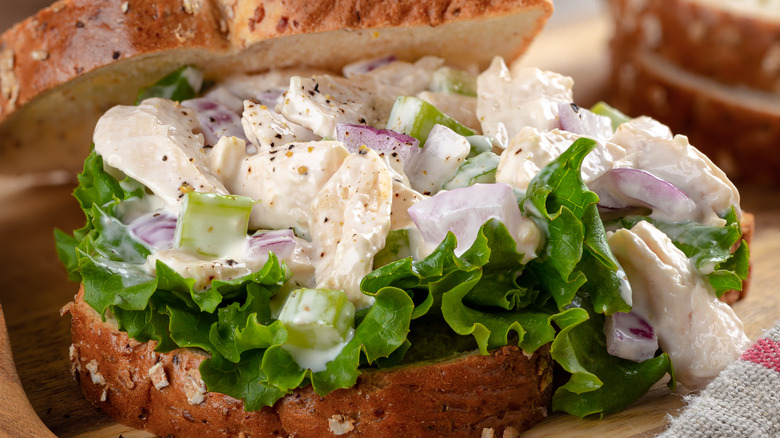A chicken salad sandwich