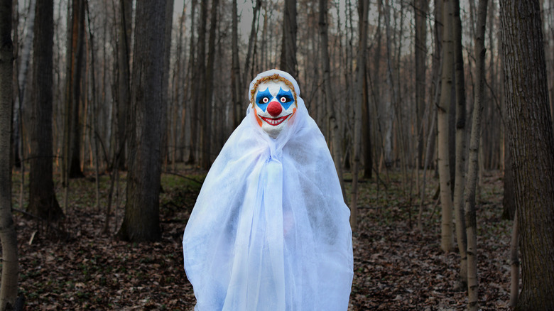 scary clown in forest