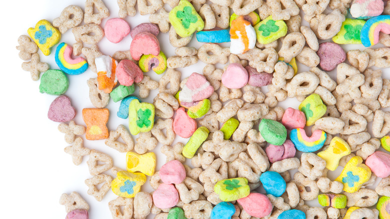 Lucky Charms cereal  on white background