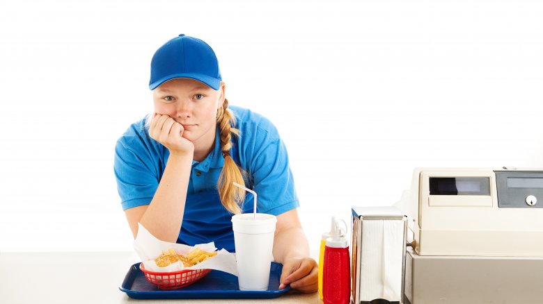 Sad fast food workers