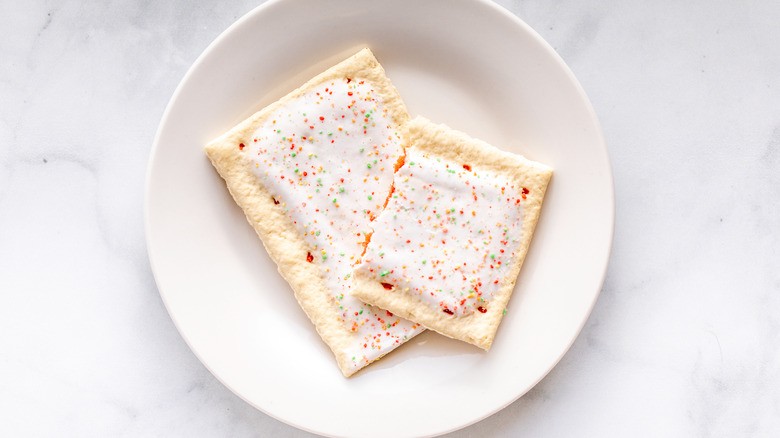 a frosted Pop Tart with colorful sprinkles