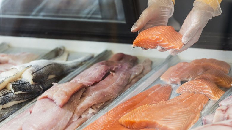 fresh seafood on display