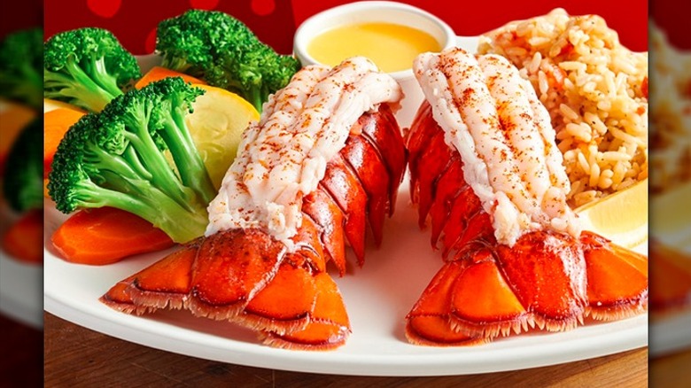 two boiled lobster tails