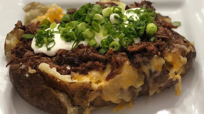 Brisket topped baked potato 