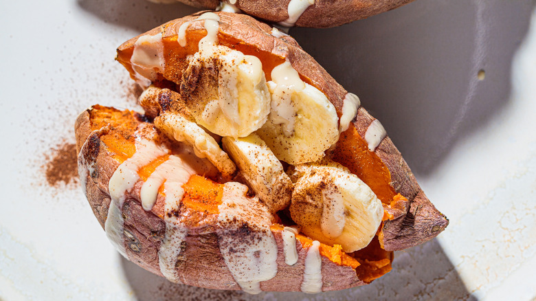 Sweet potato, nut butter, bananas 