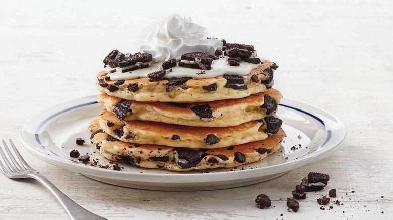 Oreo pancakes whipped cream