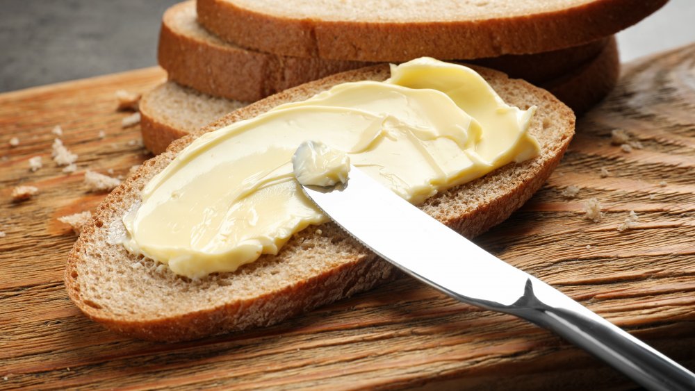 Buttered bread at a French restaurant